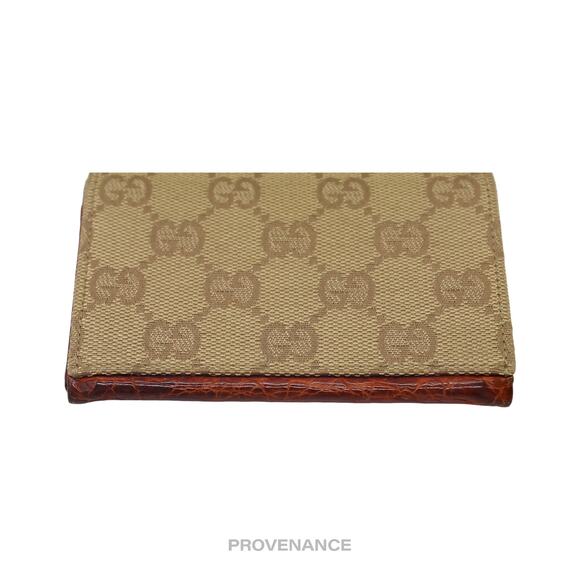 🔴 Gucci Pocket Organizer Wallet - Brown GG Canvas Crocodile - Picture 5 of 8